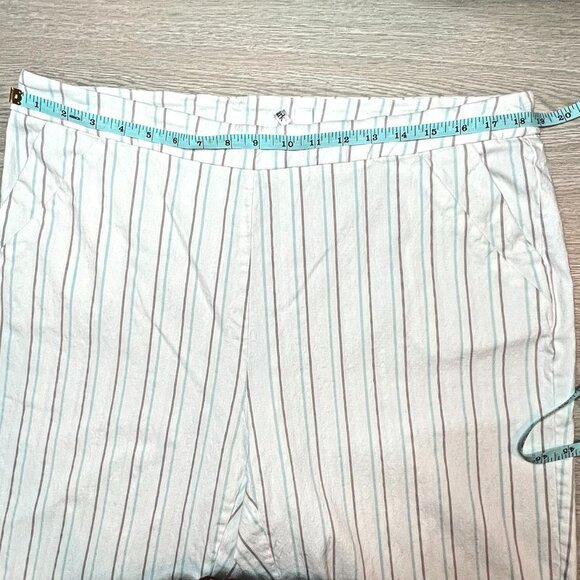 Kate Park Bermuda Shorts Women's 18W White with Baby Blue and Beige Stripes - Picture 5 of 9